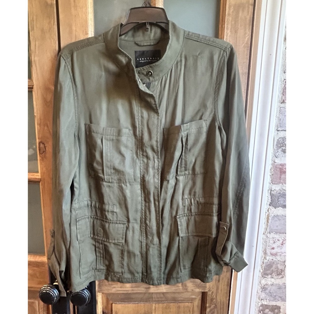 Sanctuary Military Utility‎ Jacket Women Size S Olive Green Lightweight Cargo